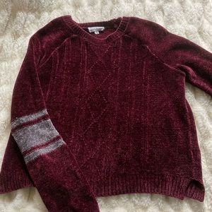 SUPER SOFT Dark Purple Sweater with Gray Stripes